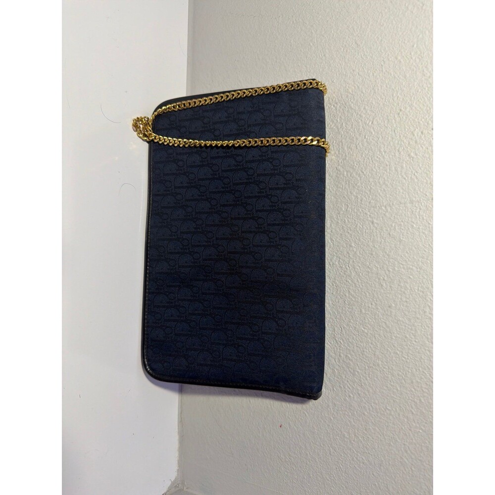 Vintage Christian Dior Navy Trotter mono canvas envelope bag w chain COA - Picture 4 of 13